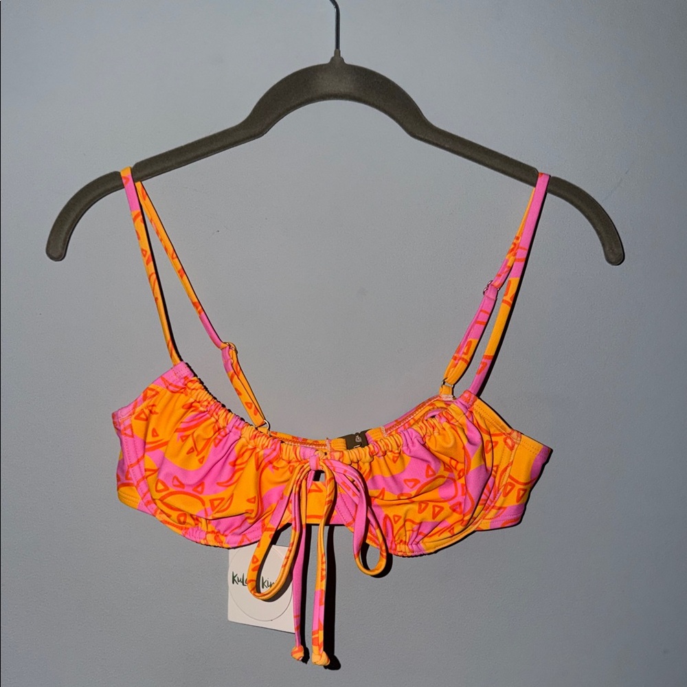 Kulani Kinis Vibrant Pink and Orange Bikini Top